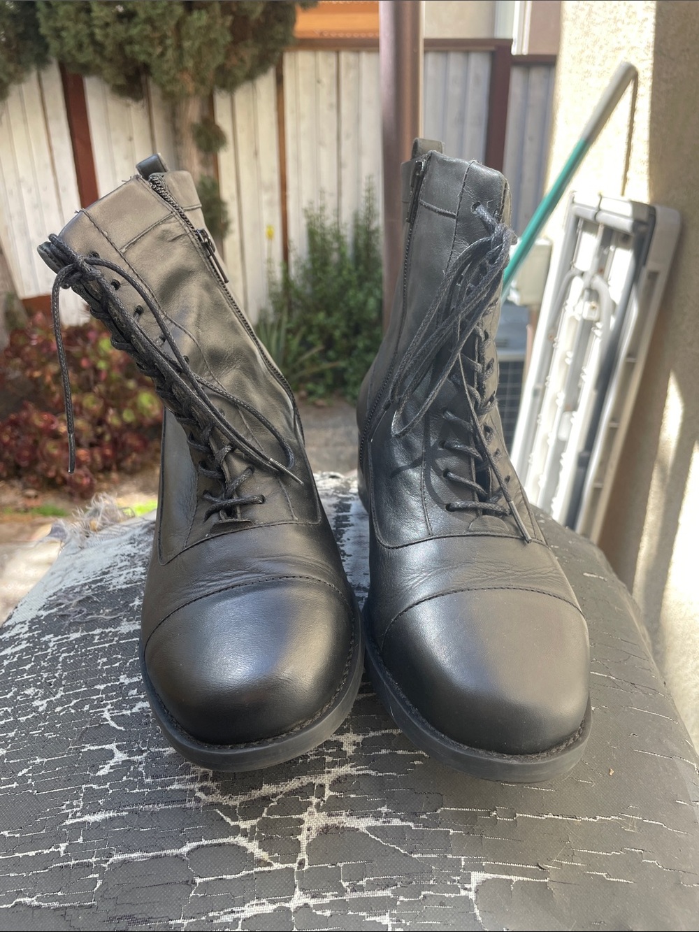 David Tate Black Leather Lace-Up, Side Zip 8.5 WW Ankle Boots